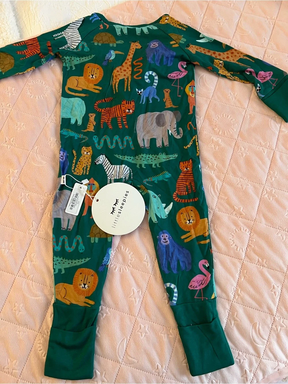 NWT Little Sleepies 3-6 months Green Wild Zoo Zippy